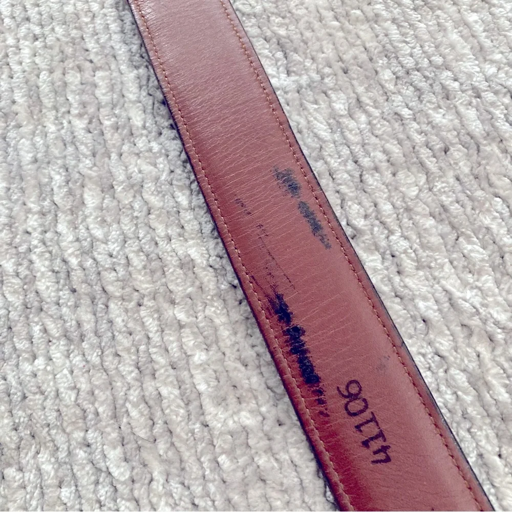 Vintage Crook‎ Horn Bella Croc Brown Leather Belt Size 34 Handmade USA 90s Y2K